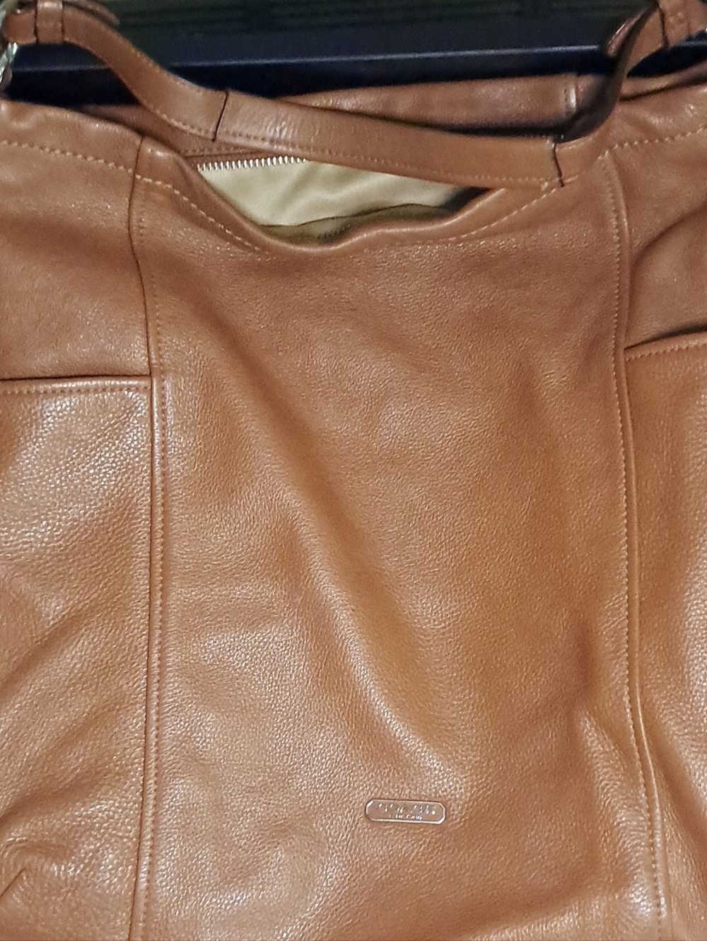 COACH Pebbled Leather Shoulder Tote - Saddle Brown